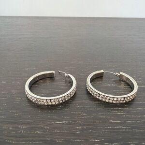 Jennifer Lopez Silver Crystal Hoop Earrings